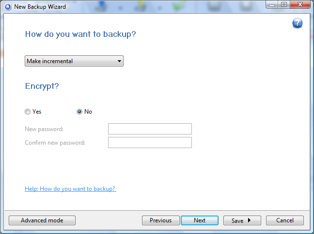 New Backup Wizard New Backup Wizard