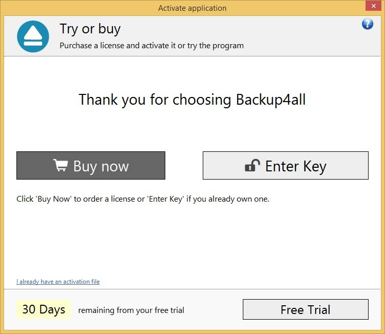 Backup4all 6 - Online Activation 1 Backup4all 6 - Online Activation 1