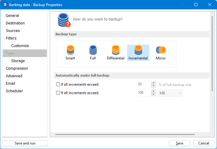 Types of backup - Backup4all