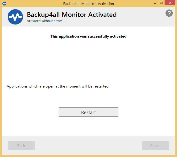 Backup4all Monitor - online activation Backup4all Monitor - online activation