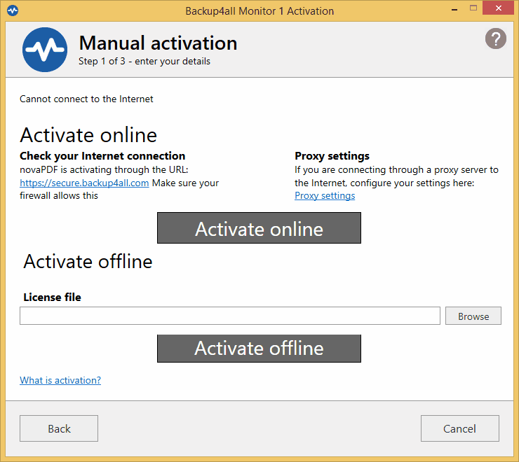 Backup4all Monitor - manual activation Backup4all Monitor - manual activation