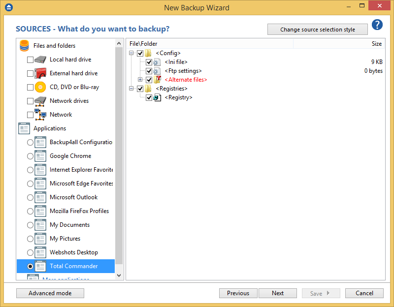 Add predefined backup Add predefined backup